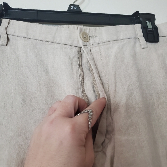 Womens Uniqlo Linen Cotton Spandex Tapered Trousers Size Large Elastic Waist - Picture 3 of 10